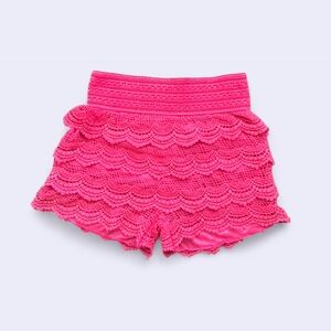 Y2K Hot Pink Ruffle Shorts Women’s Fits S-M Pin Up Style High Rise